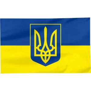 flaga ukrainy z godlem 120x75cm